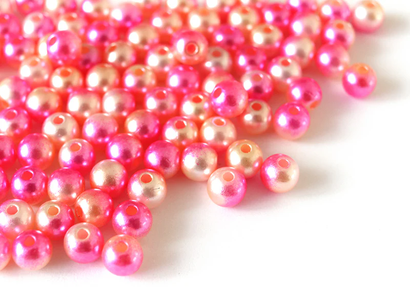 100 perles en plastique rondes imitation perles de culture - 6 mm - dégradé rose - Image 5