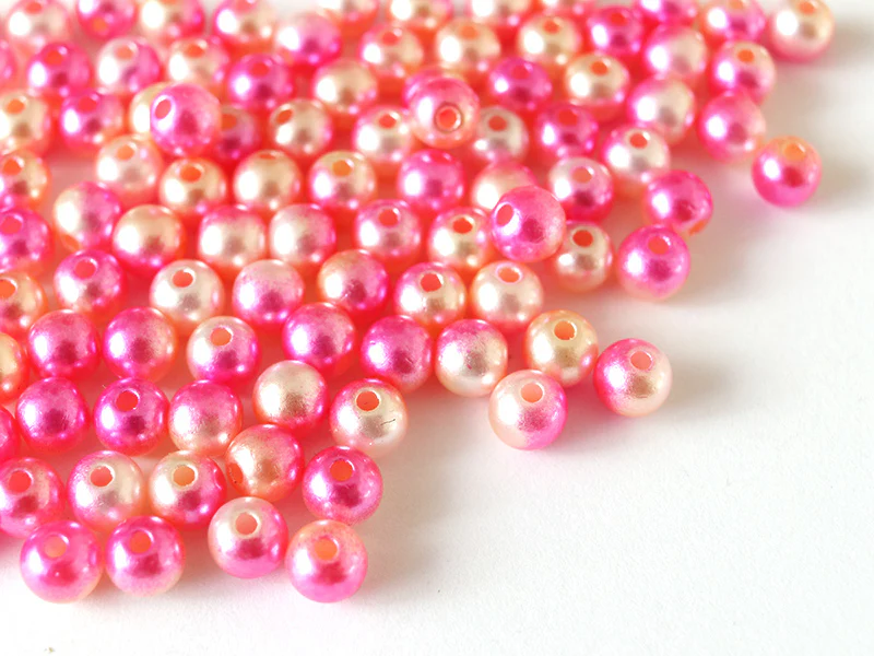 100 perles en plastique rondes imitation perles de culture - 6 mm - dégradé rose - Image 6