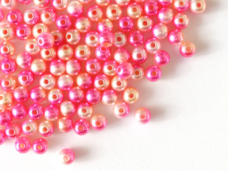 100 perles en plastique rondes imitation perles de culture - 6 mm - dégradé rose - Image 7
