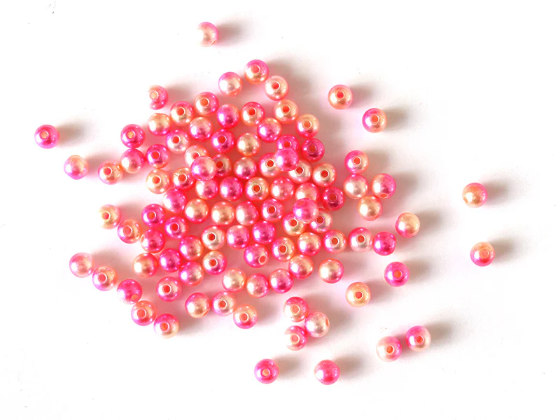 100 perles en plastique rondes imitation perles de culture - 6 mm - dégradé rose - Image 8