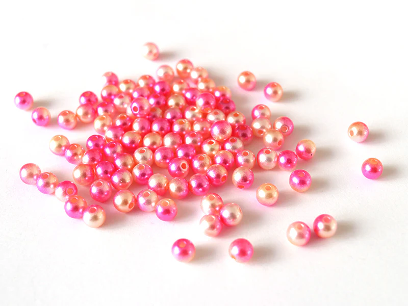 100 perles en plastique rondes imitation perles de culture - 6 mm - dégradé rose - Image 9