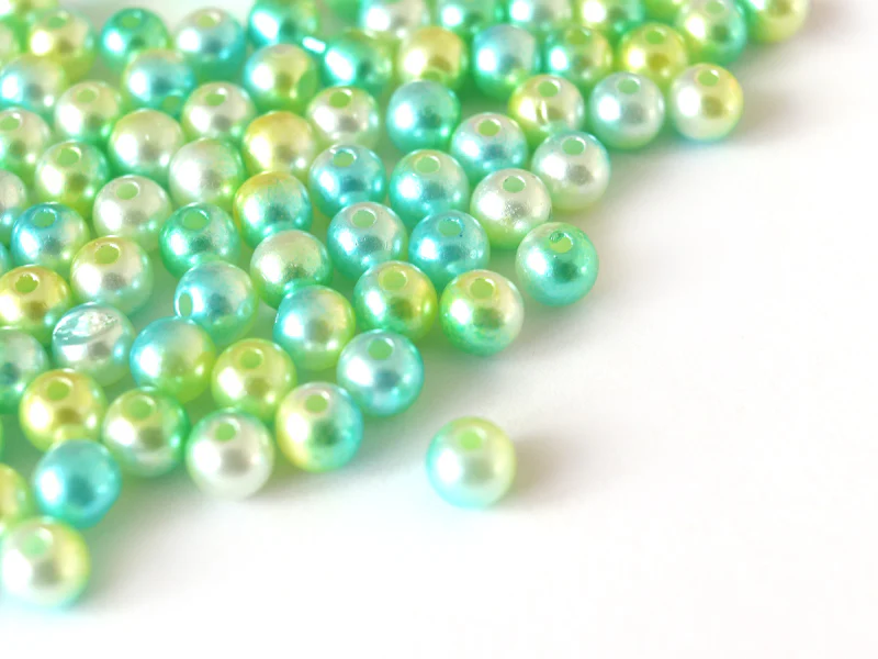 100 perles en plastique rondes imitation perles de culture - 6 mm - dégradé vert d'eau