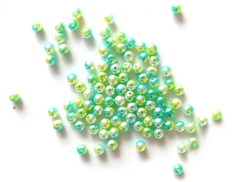 100 perles en plastique rondes imitation perles de culture - 6 mm - dégradé vert d'eau - Image 4