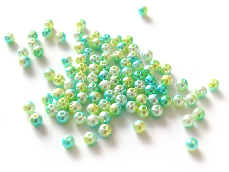 100 perles en plastique rondes imitation perles de culture - 6 mm - dégradé vert d'eau - Image 5