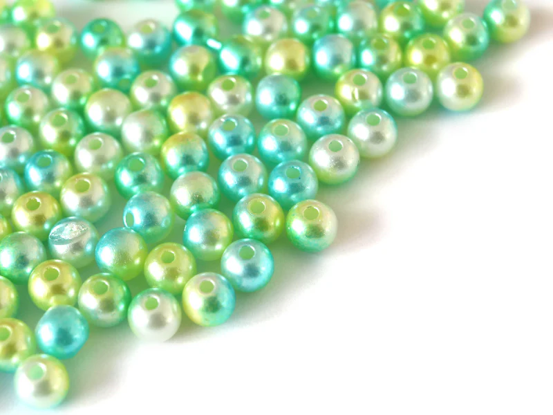 100 perles en plastique rondes imitation perles de culture - 6 mm - dégradé vert d'eau - Image 6