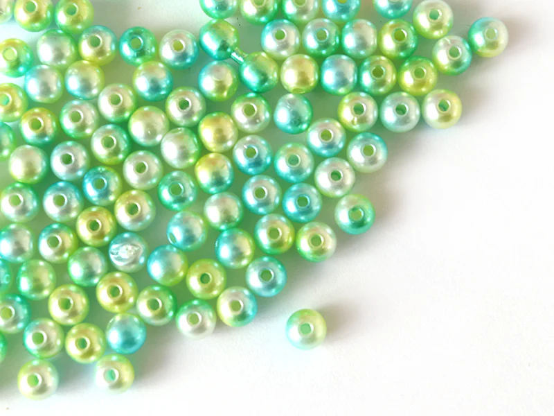 100 perles en plastique rondes imitation perles de culture - 6 mm - dégradé vert d'eau - Image 7