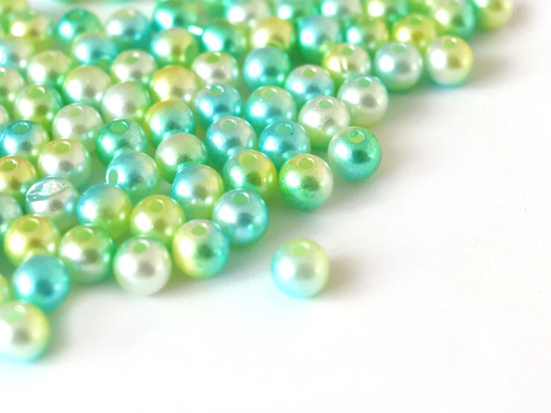 100 perles en plastique rondes imitation perles de culture - 6 mm - dégradé vert d'eau - Image 8