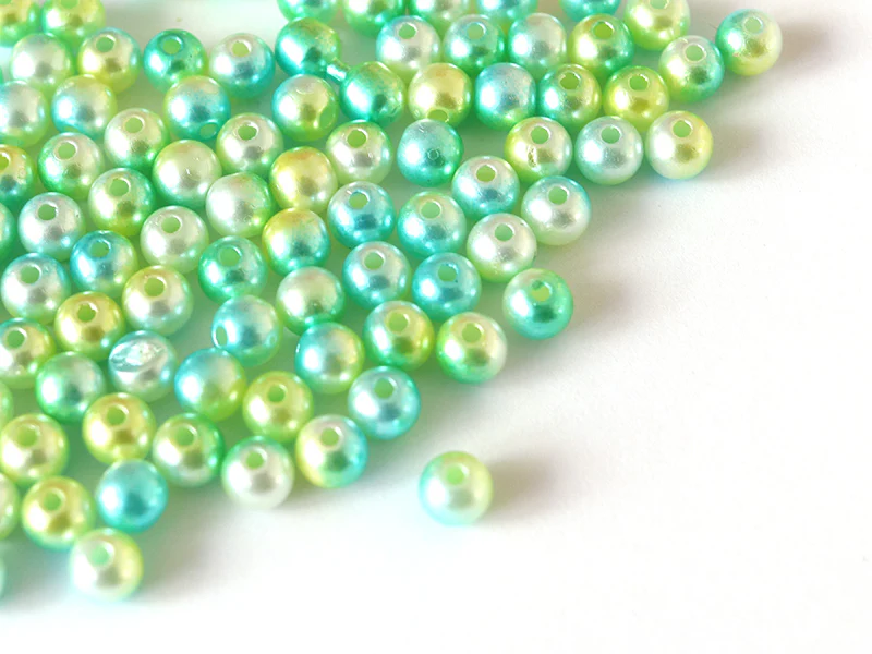100 perles en plastique rondes imitation perles de culture - 6 mm - dégradé vert d'eau - Image 9