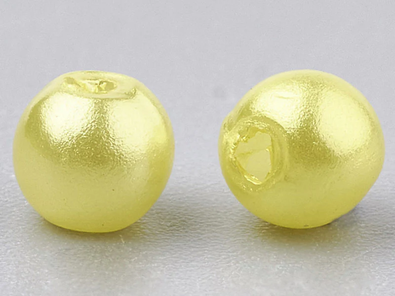 100 perles en plastique rondes imitation perles de culture - 6 mm - jaune pâle - Image 2