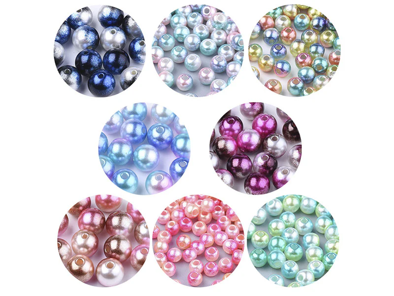 100 perles en plastique rondes imitation perles de culture - 6 mm - mix de perles dégradé - Image 2