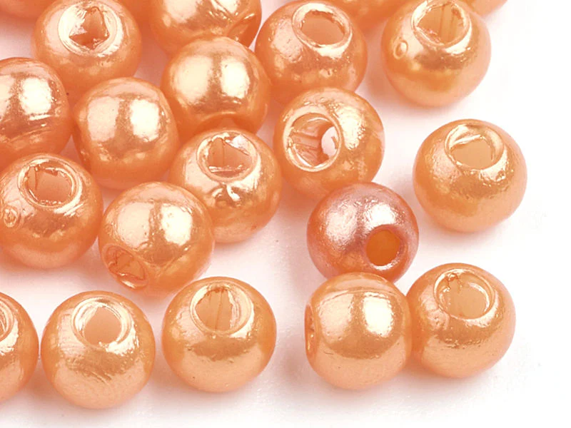 100 perles en plastique rondes imitation perles de culture - 6 mm - orange