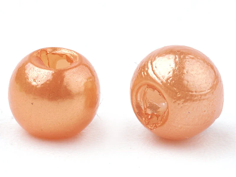 100 perles en plastique rondes imitation perles de culture - 6 mm - orange - Image 2