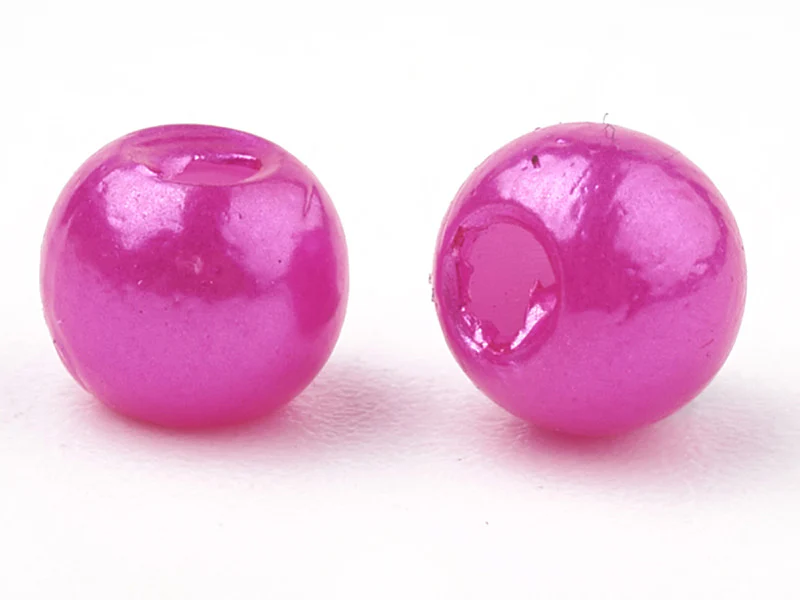 100 perles en plastique rondes imitation perles de culture - 6 mm - rose fuschia - Image 2