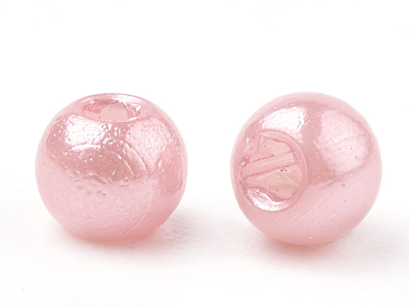 100 perles en plastique rondes imitation perles de culture - 6 mm - rose pâle - Image 2
