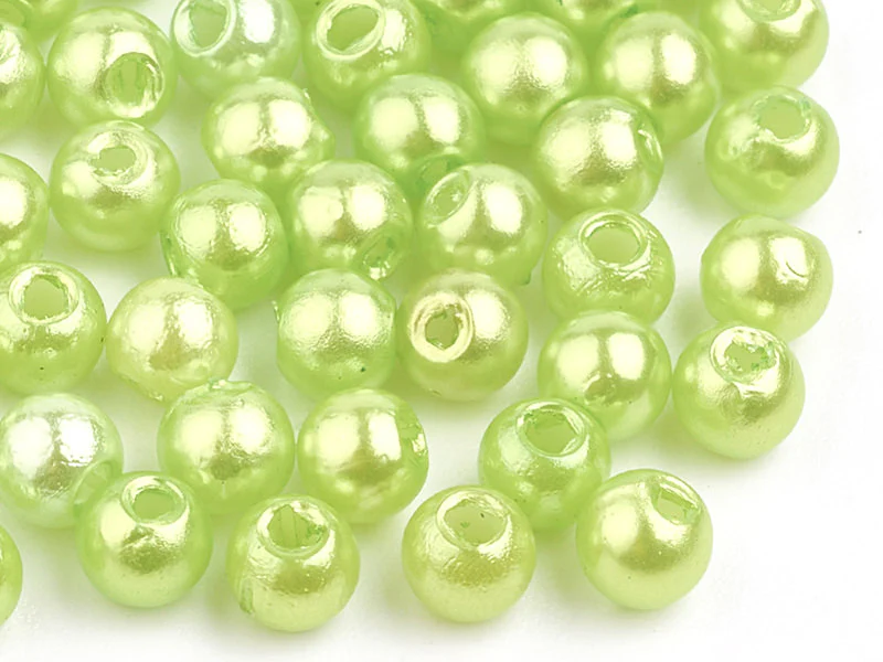 100 perles en plastique rondes imitation perles de culture - 6 mm - vert