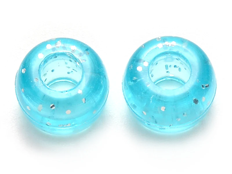 100 perles en plastiques basiques pour enfants - multicolore à paillettes - 9x6 mm - Image 2