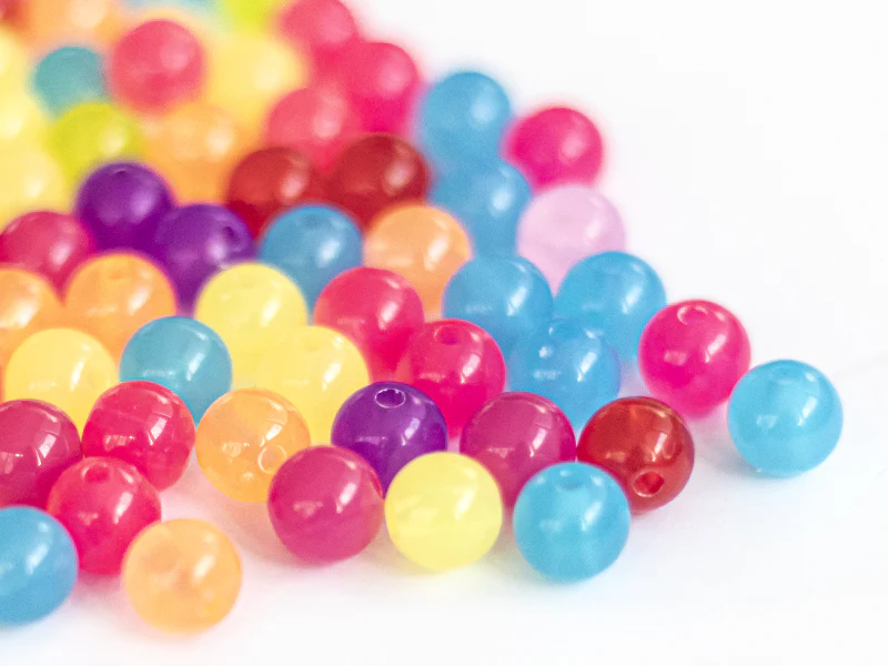 100 perles en plastiques rondes - transclucides multicolores - 8 mm - Image 2