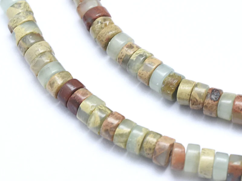 100 perles heishi naturelles 4 mm - jaspe aquaterra