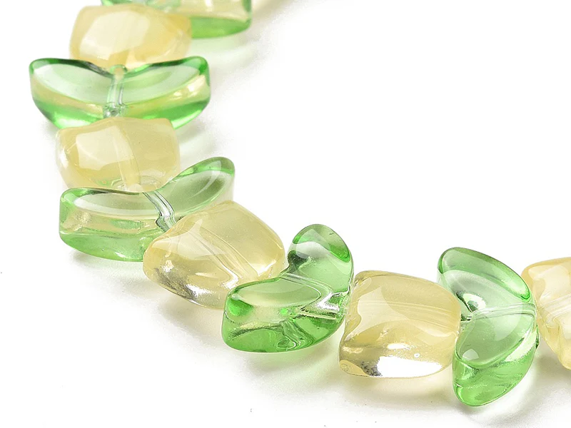 14 perles en verre - Tulipe jaune - 15 x 15 mm