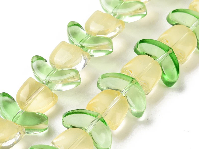 14 perles en verre - Tulipe jaune - 15 x 15 mm - Image 2