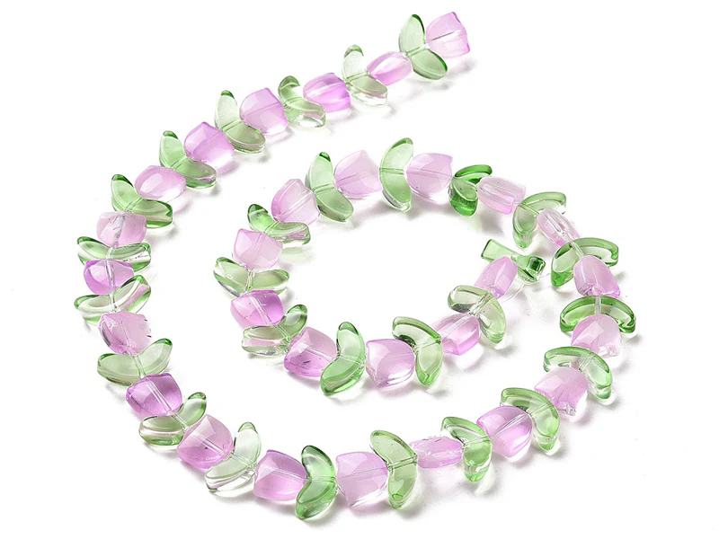 14 perles en verre - Tulipe rose - 15 x 15 mm - Image 4