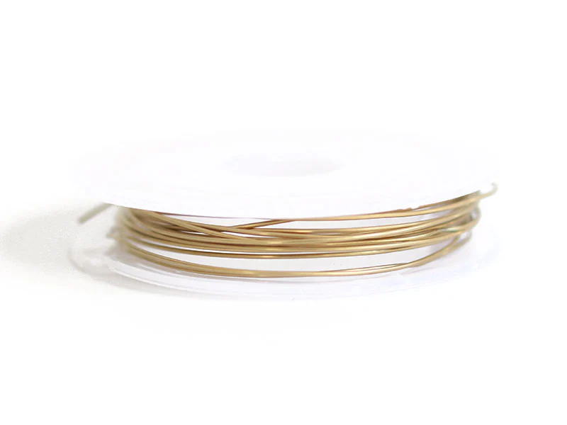 2 m de fil de laiton fin - Doré à l’or fin 18K - 0,6 mm
