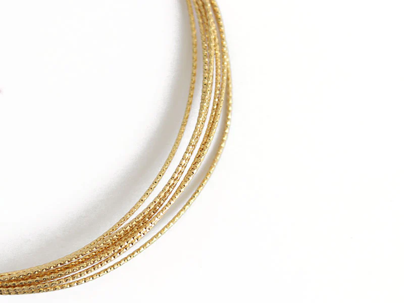 2 m de fil de laiton texturé - Doré à l’or fin 18K - 1 mm