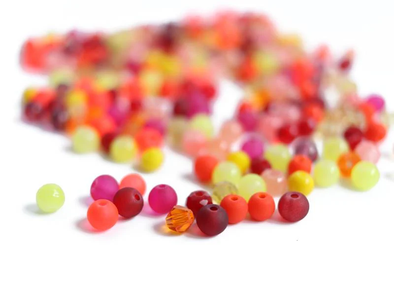 20 g de perles rondes en verre 4 mm - tons orangés - Image 2