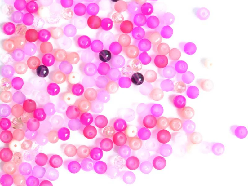 20 g de perles rondes en verre 4 mm - tons roses