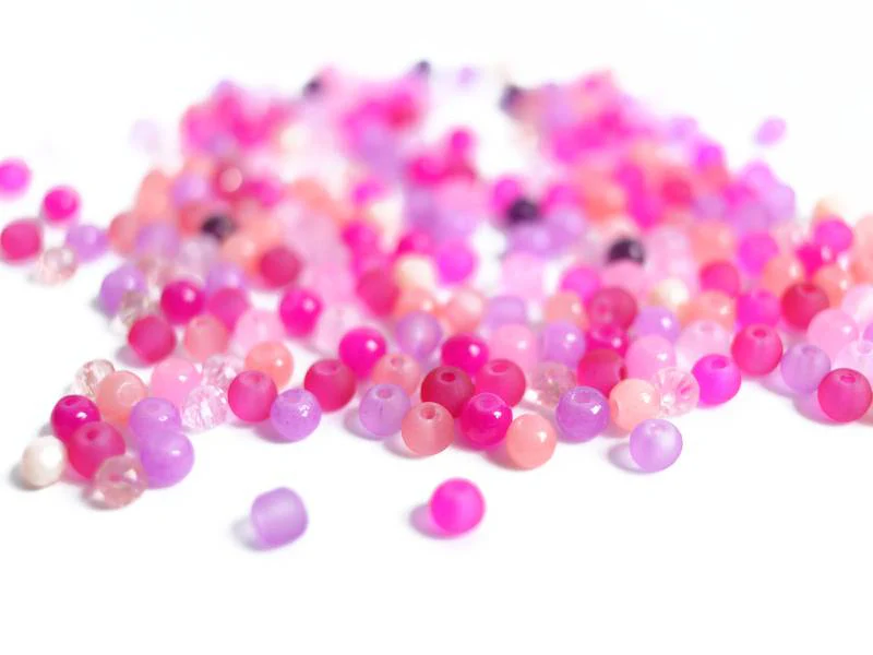 20 g de perles rondes en verre 4 mm - tons roses - Image 2