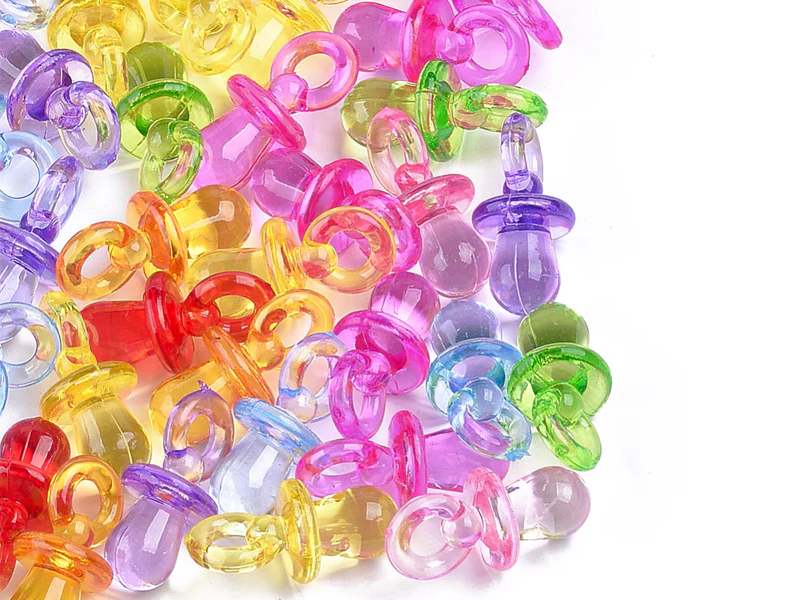 20 pendentifs sucette en acrylique - Multicolore - 31 x 15 mm