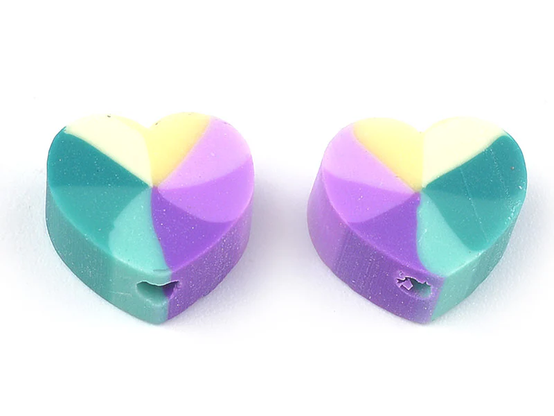 20 perles cœur effet rainbow en pâte polymère - multicolore - 9 mm - Image 2