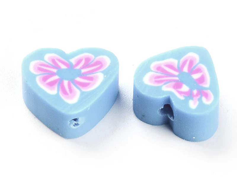 20 perles cœurs effet millefiori en pâte polymère - multicolore - 9 mm - Image 2