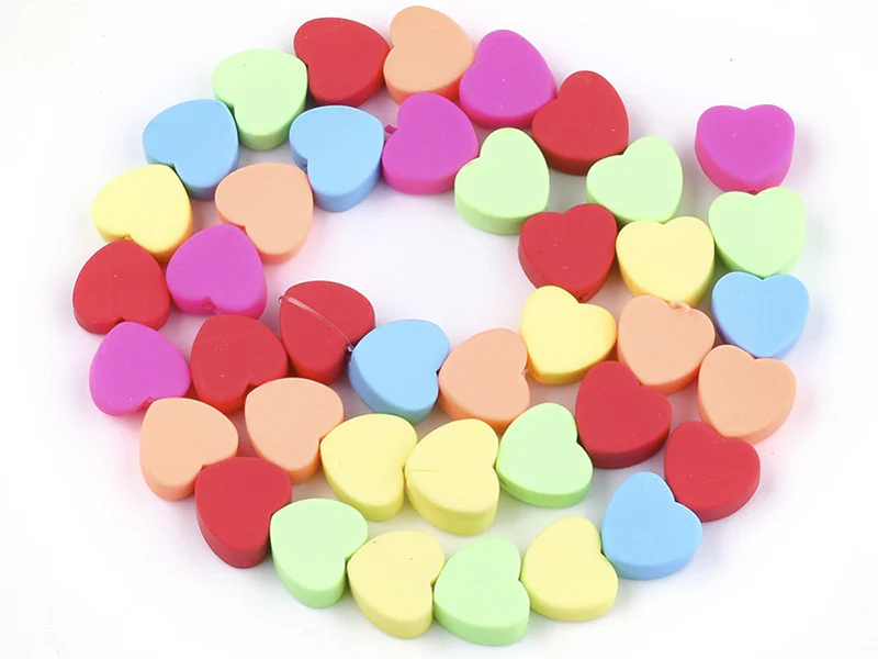 20 perles coeurs en pâte polymère - multicolore - 9 mm - Image 2