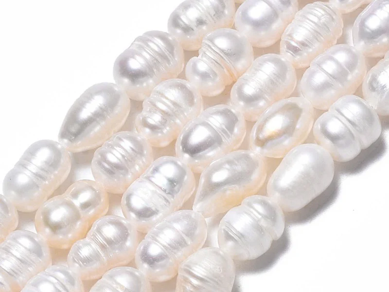 20 perles de culture forme grain de riz - 10 mm env