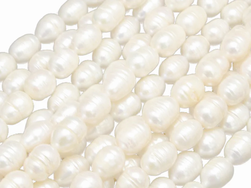 20 perles de culture forme grain de riz - 9 mm environ