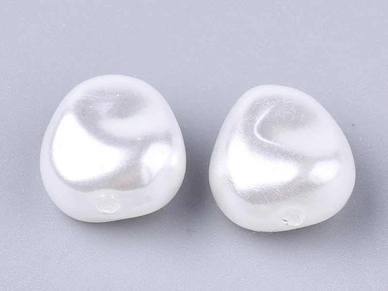 20 perles en plastique imitation perles de culture - forme irrégulière - 10 x 11 mm - Image 2