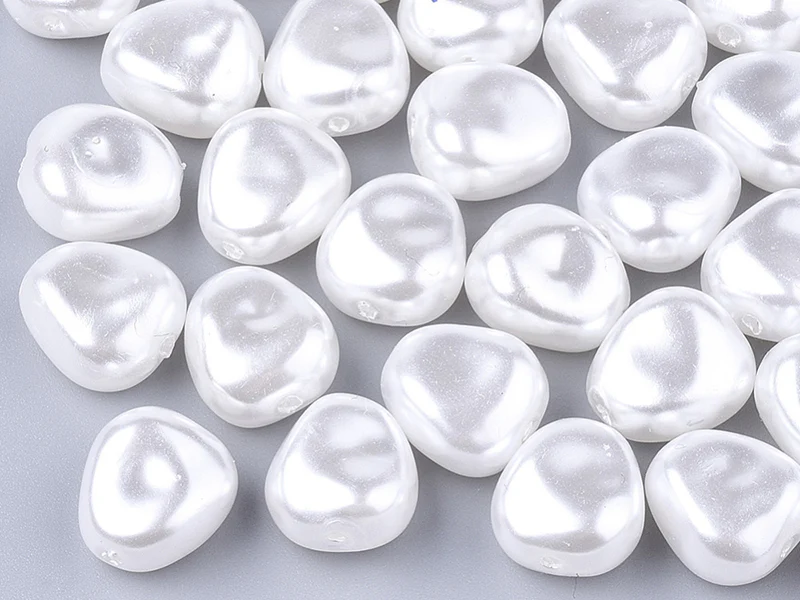 20 perles en plastique imitation perles de culture - forme irrégulière - 10 x 11 mm - Image 3