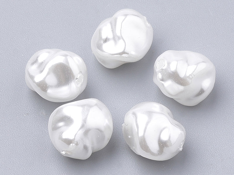 20 perles en plastique imitation perles de culture - forme irrégulière - 10 x 8,5 mm - Image 2