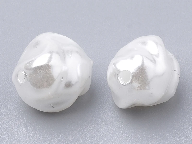 20 perles en plastique imitation perles de culture - forme irrégulière - 10 x 8,5 mm - Image 3