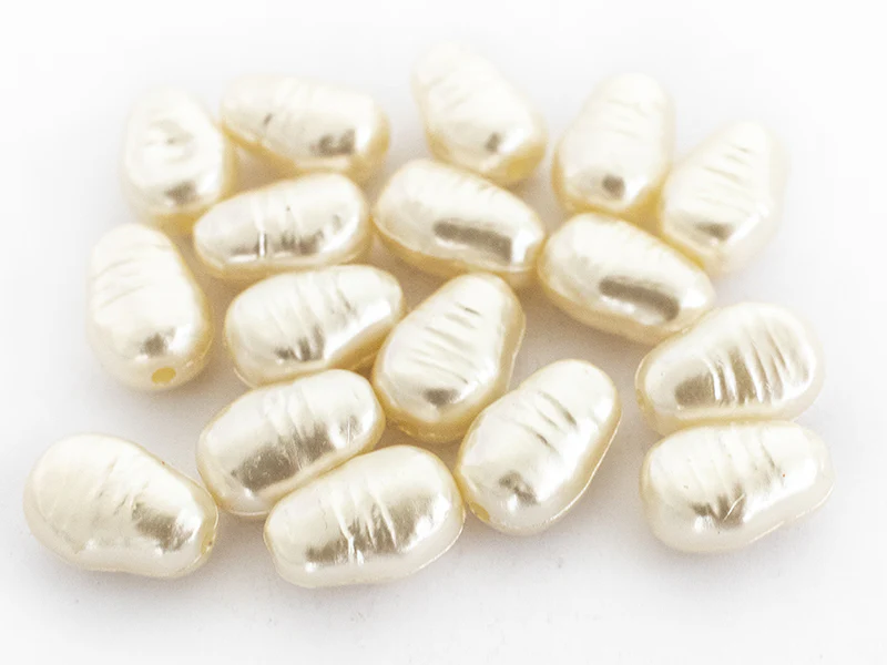 20 perles en plastique imitation perles de culture - forme irrégulière - 15 x 11 mm - Image 2