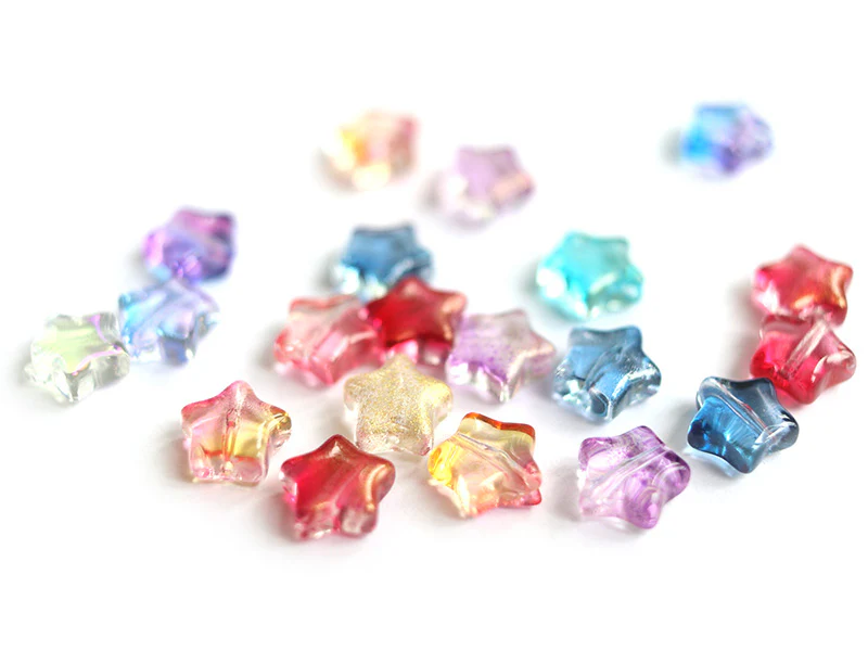 20 perles en verre - étoile couleur variées - 8 mm - Image 4