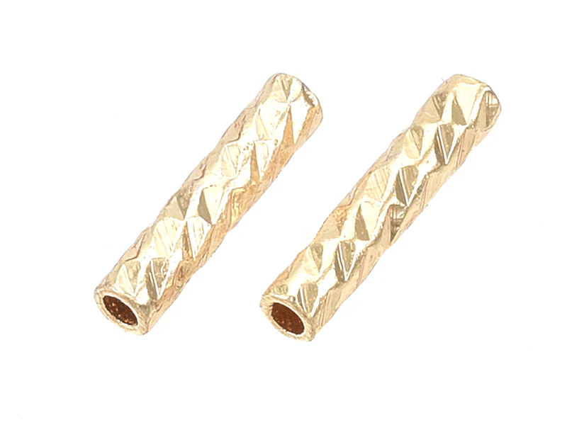 20 perles fantaisie - doré à l'or fin 18k - 7 x 1,5 mm