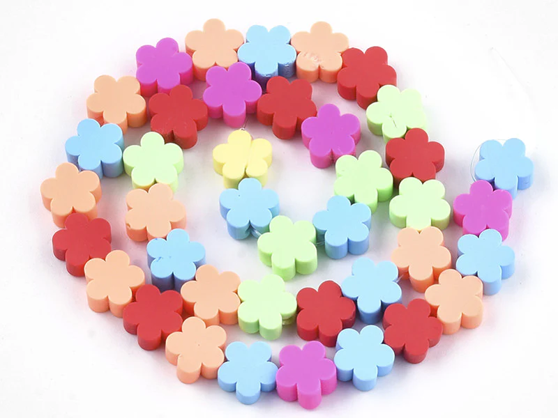 20 perles fleurs en pâte polymère - multicolore - 9 mm - Image 2