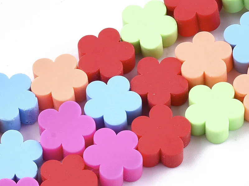20 perles fleurs en pâte polymère - multicolore - 9 mm - Image 3
