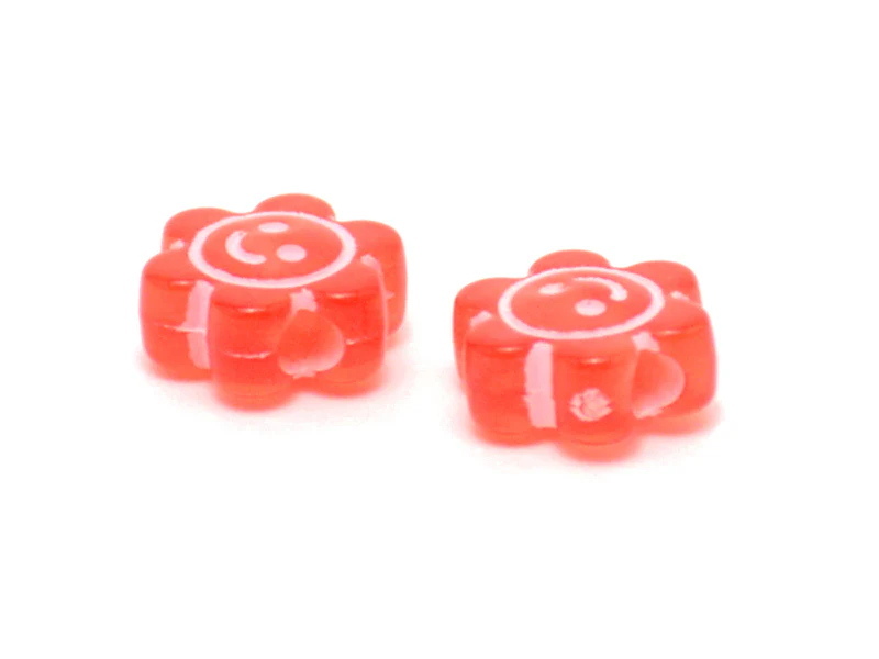20 perles fleurs et sourire en résine - Multicolore - Image 2