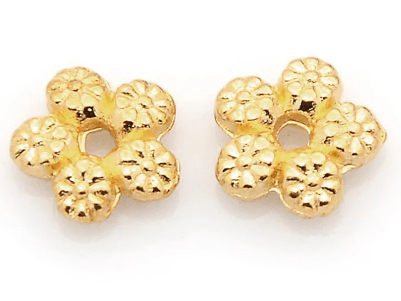 20 perles fleurs intercalaires plates et dorées - 7 mm - Image 2