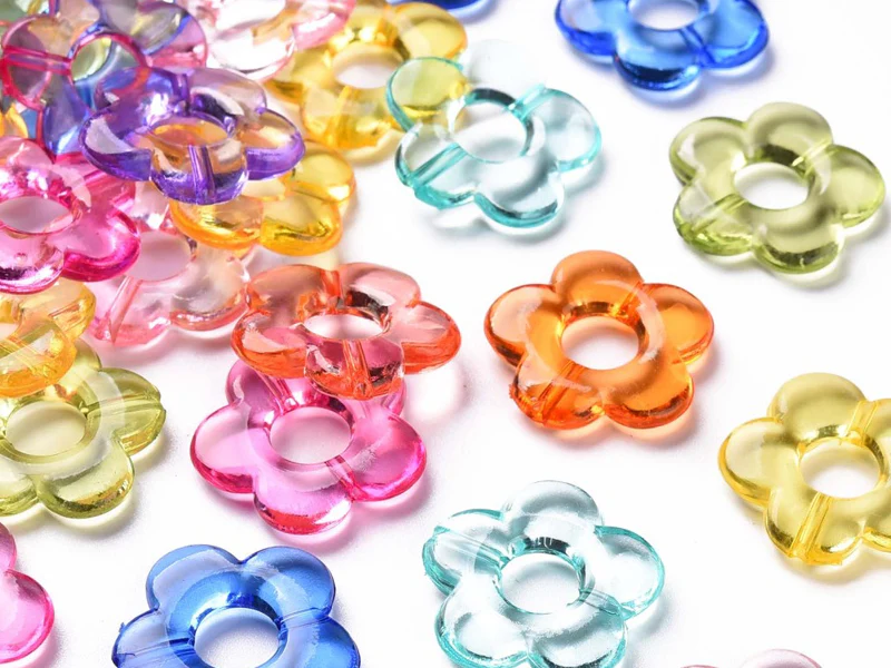 20 perles fleurs transparentes - Multicolore