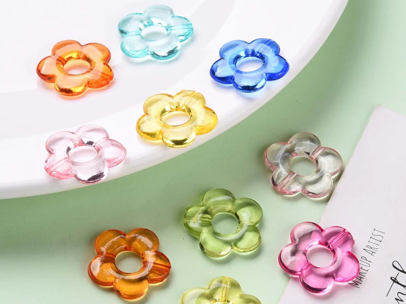 20 perles fleurs transparentes - Multicolore - Image 2