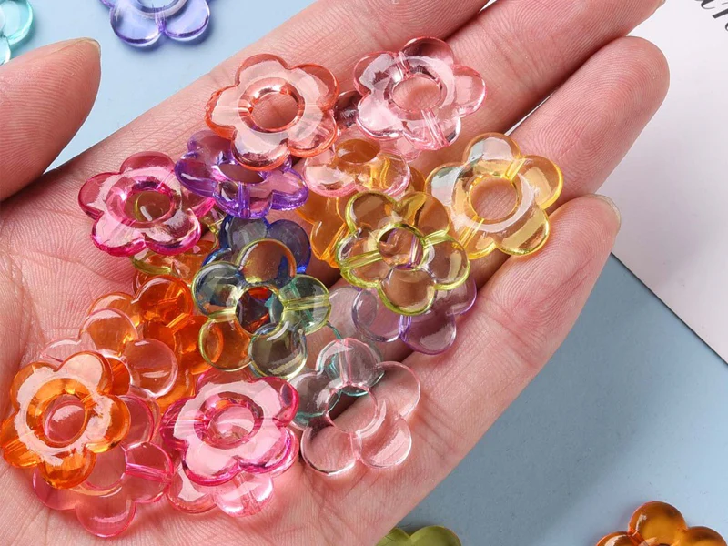 20 perles fleurs transparentes - Multicolore - Image 3